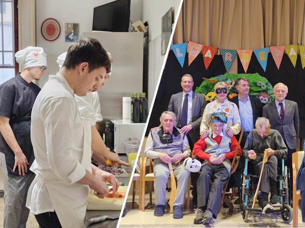 Studenti in cucina alla mensa dei poveri e teatro per gli anziani del Campansi progetti benefit Terrecablate